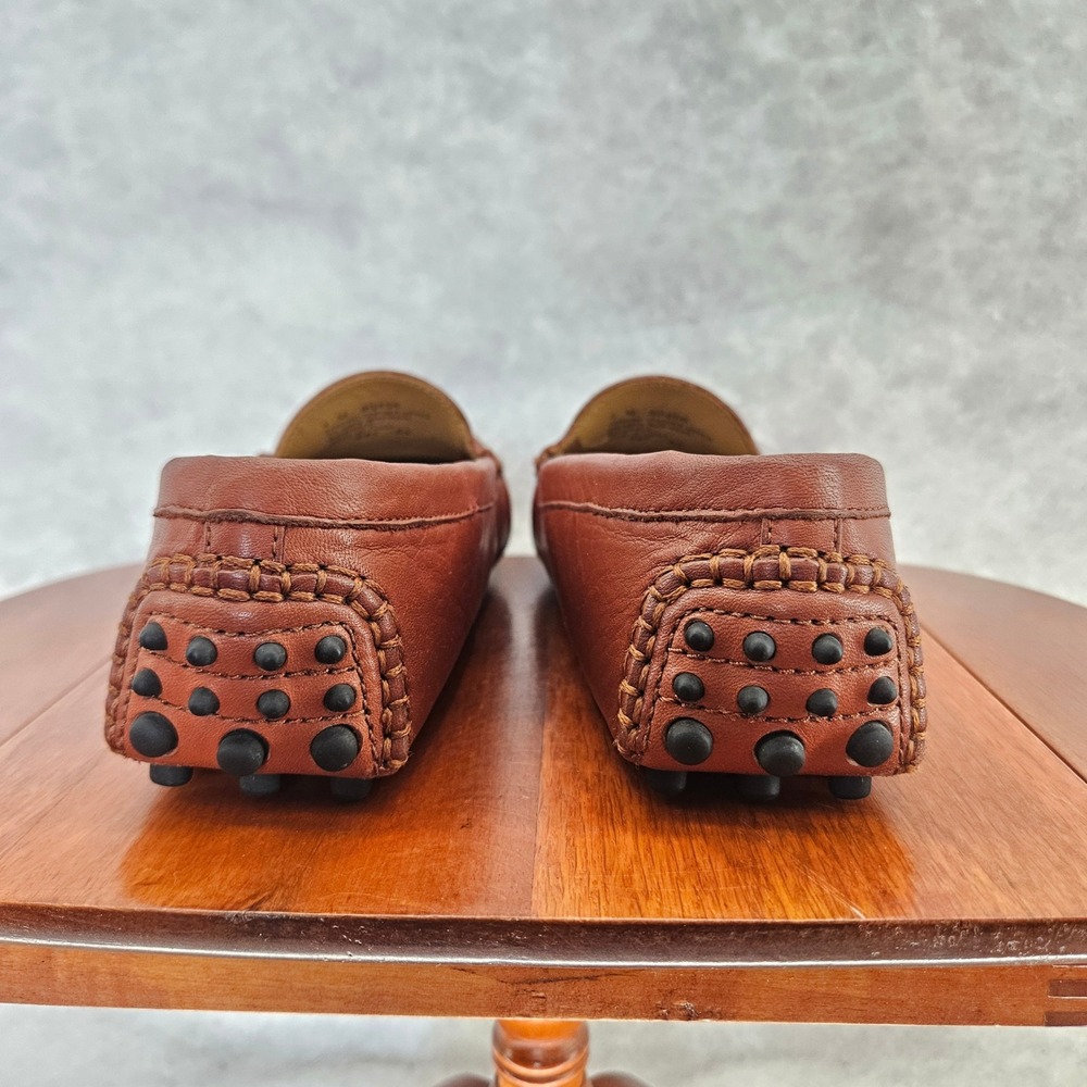 Lands End Leather Driving Loafers Moccasins Brown Slip On Shoes Mens Size 4 - Picture 6 of 9
